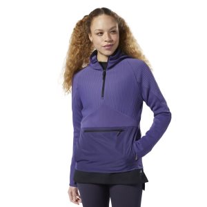 Bluza Z Kapturem Damskie Reebok Thermowarm Deltapeak Control Fioletowe PL 46UNPEC